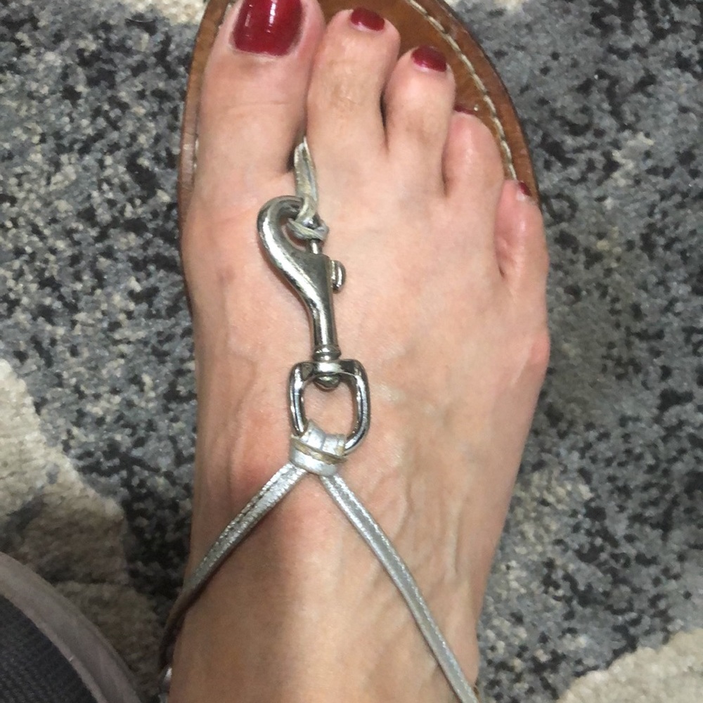 Coach thong sandals. 8.5. Silver